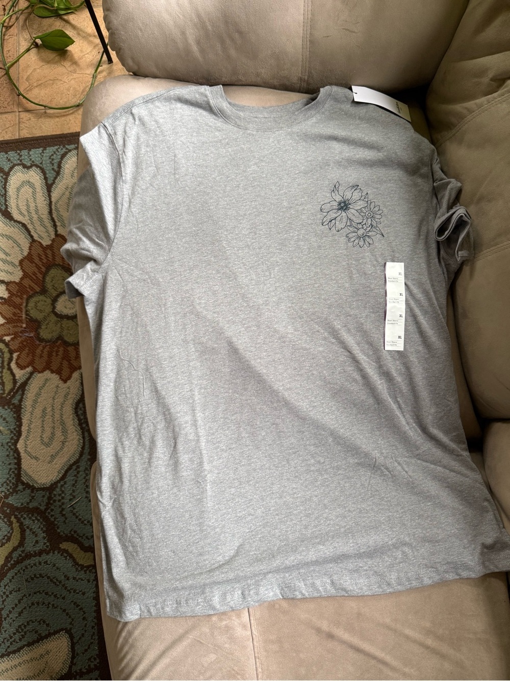 Goodfellow & Co Light Gray Floral Detail Tee